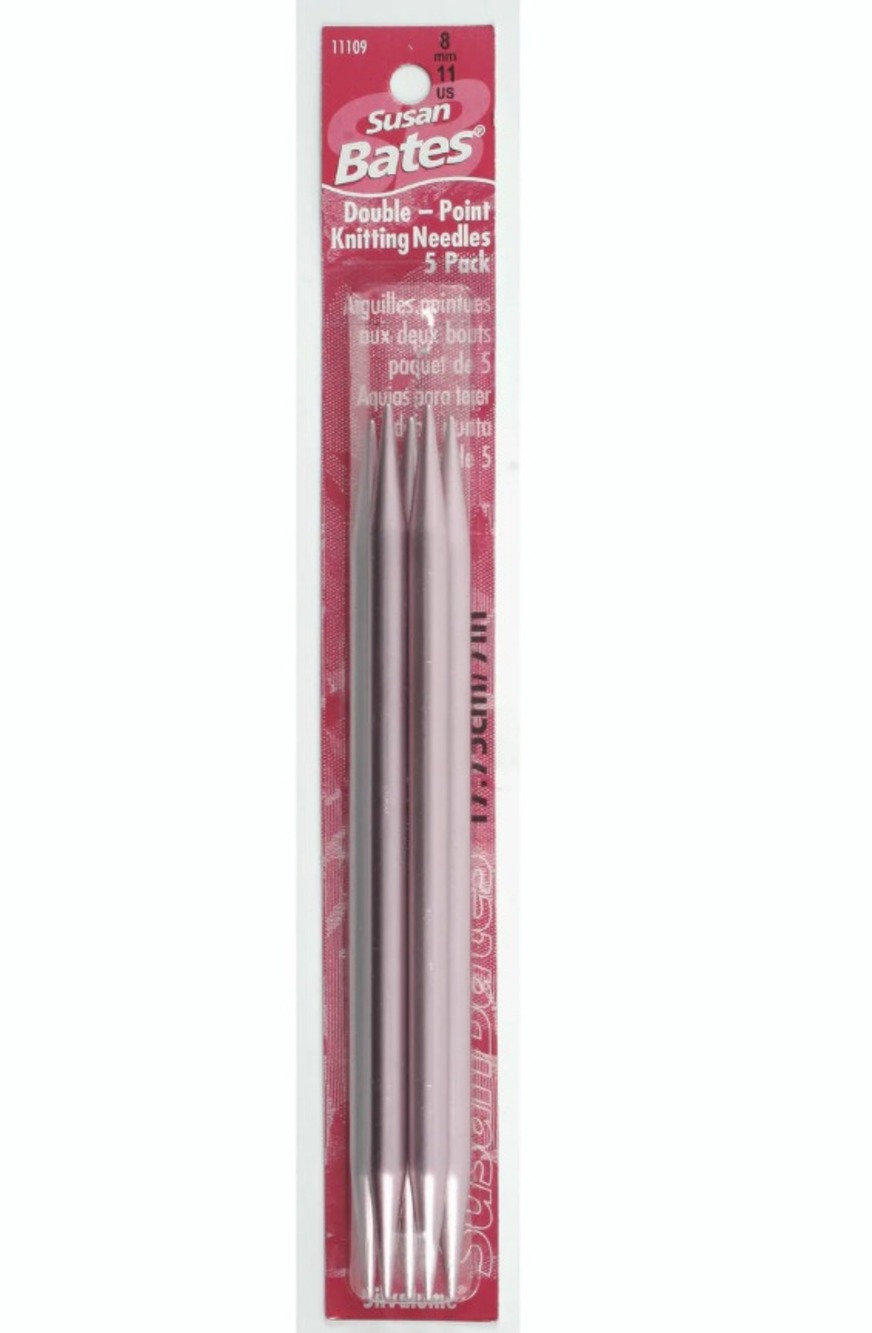 Silvalume 5 Pack, Double Point Knitting Needles US 11 / 8mm